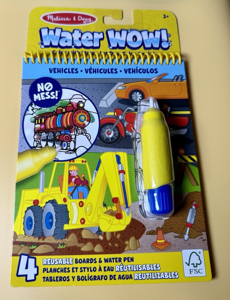 Melissa & Doug Water Wow Vehicles Activity Book New