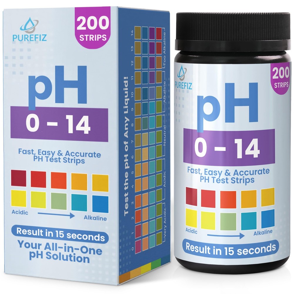 pH Test Strips 0-14 | 200 Universal Strips for Fast, Accurate pH Testing | Li...