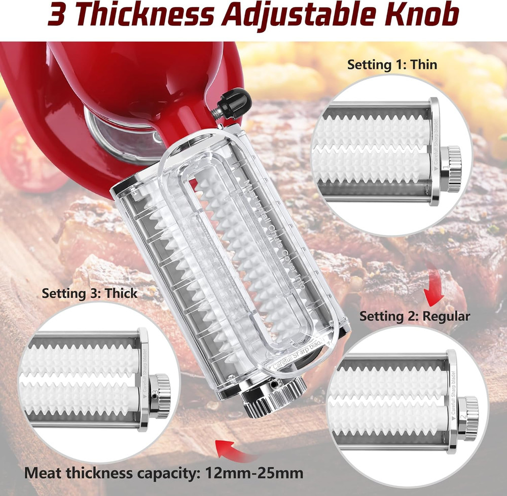 Meat Tenderizer Attachment for Kitchenaid Stand Mixers, 3 Adjustable Thickness,