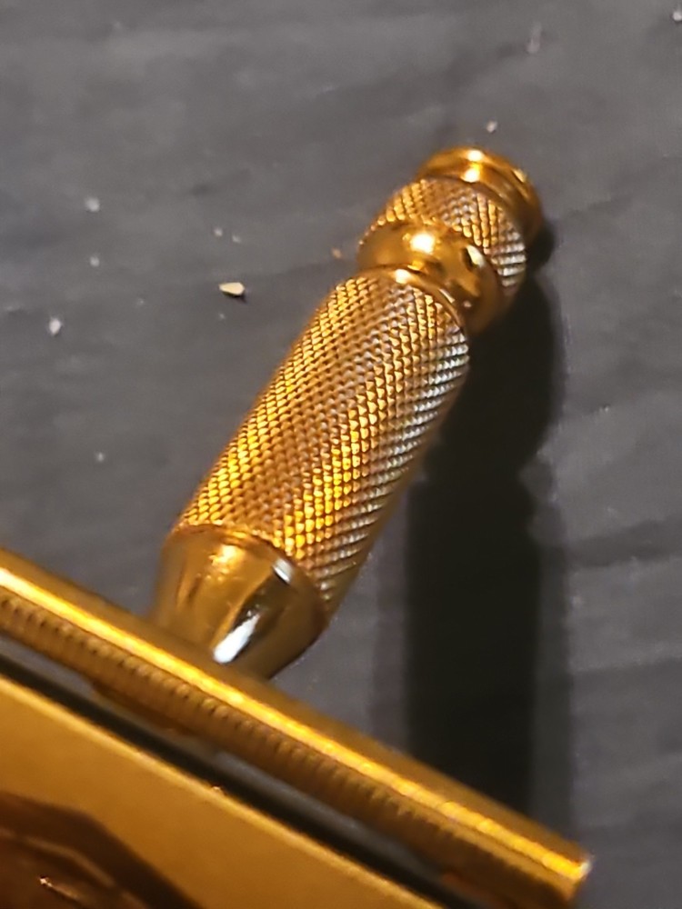 Vintage Gillette brass razor with leather case