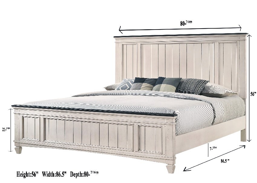 Rustic Cottage Style 3pc King Panel Bed Set Beige Finish Solid Wood Bedroom