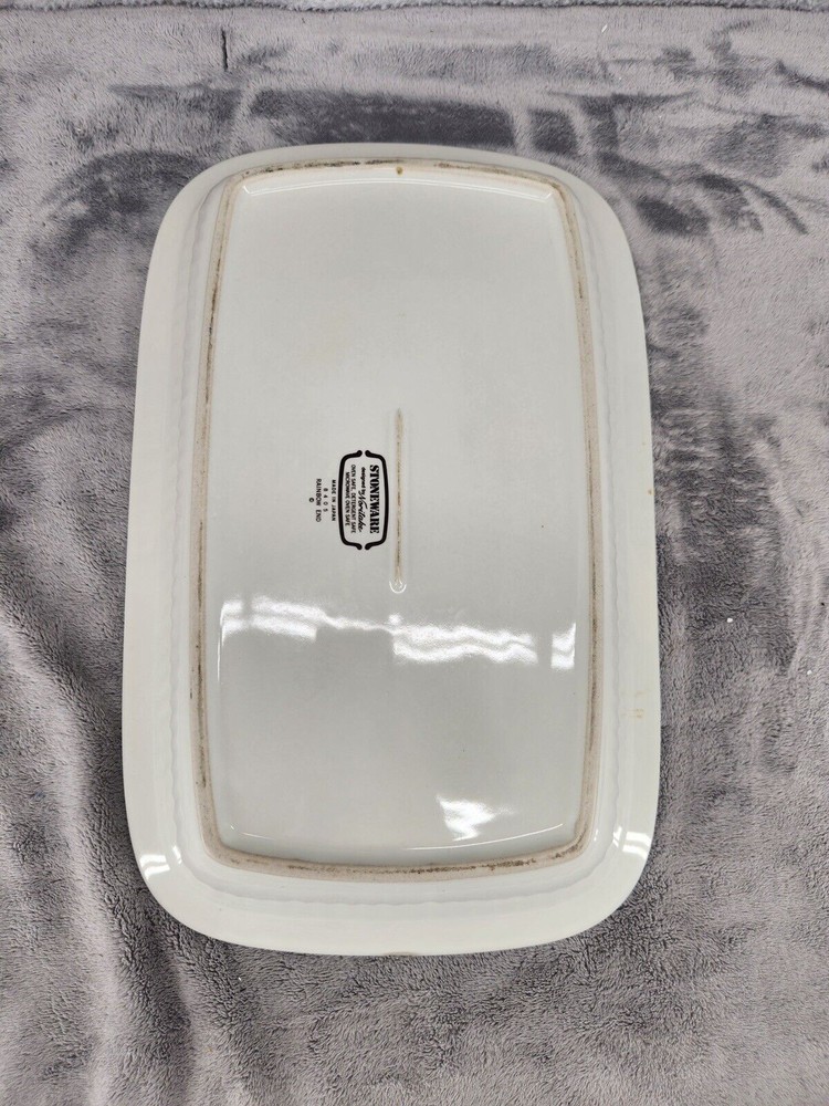 NORITAKE STONEWARE RECTANGULAR ROASTER RAINBOW END 14” X 9” Has Chip