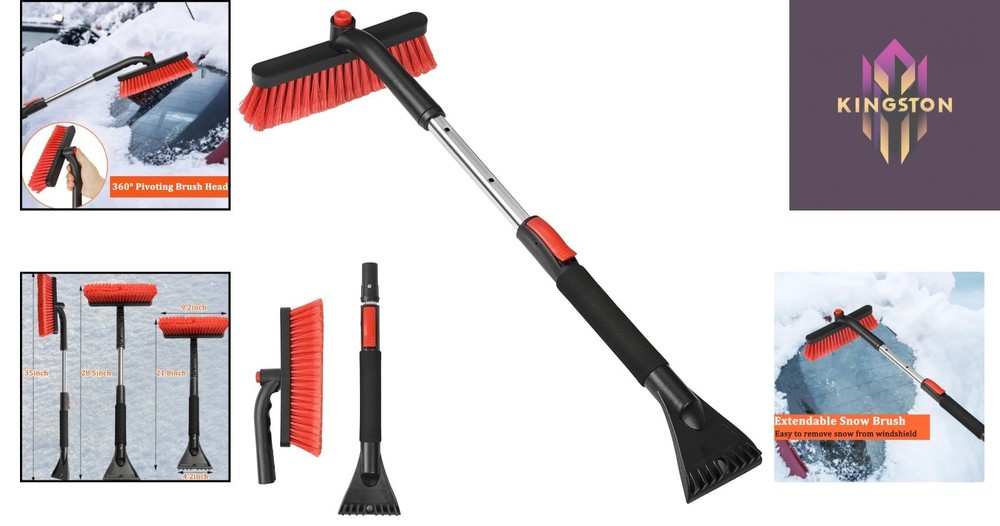 Lightweight Extendable Snow Scraper with Ergonomic Grip - 35"