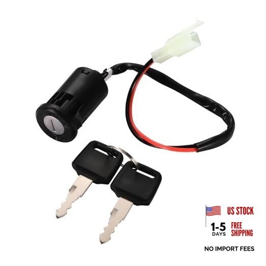 2 Wire Ignition Key Switch Lock Replacement for Electric Trike and Scooter