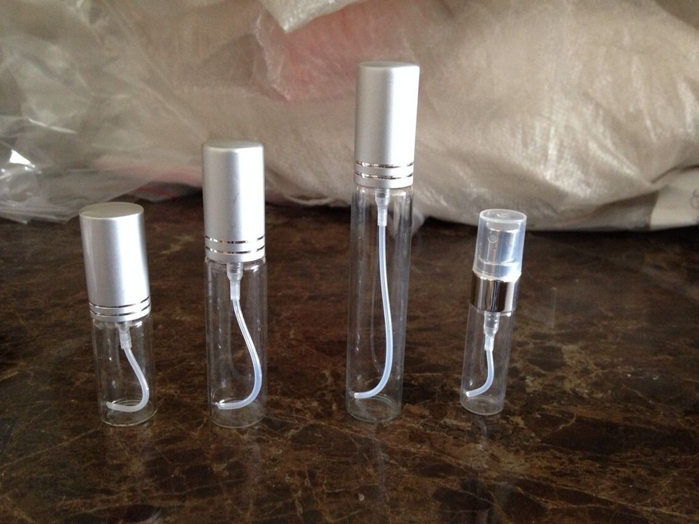 10pcs Refillable perfume atomizer silver aluminum sprayer glass bottle