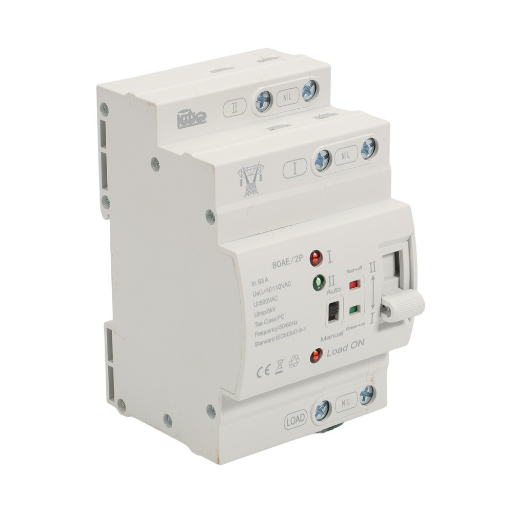 Mini Dual Power Automatic Transfer Switch Grid to Alternator 2P 63A 110V AC