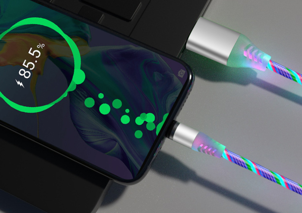 Compatible with Apple, Flowing Ligh Magnetic Streamer Data Line Cable for Iphone