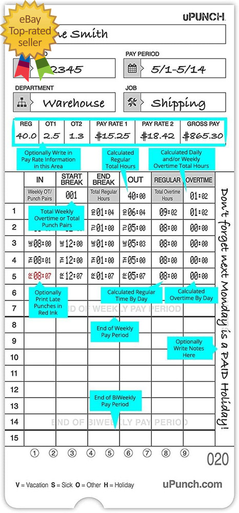 100 Time Cards for HN4000