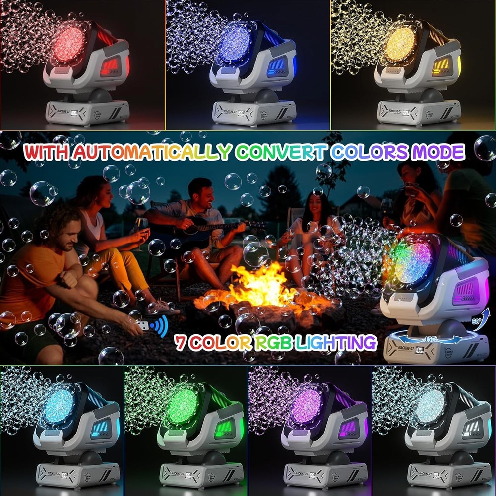 2025 Upgraded Bubble Machine with Remote Control, Automatic Rotation & Black