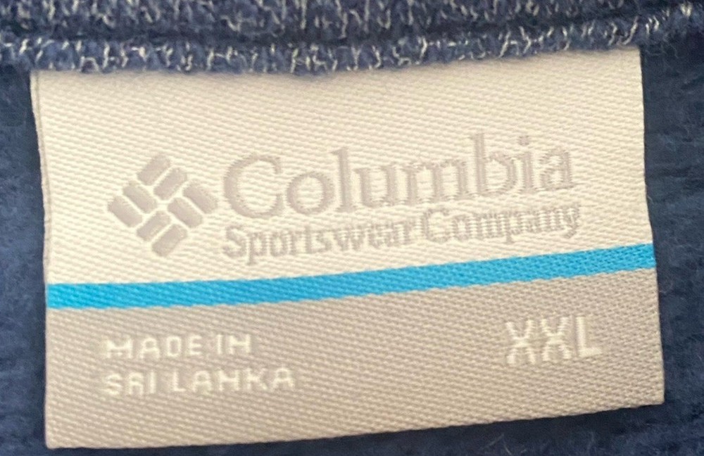 COLUMBIA 1/4 Zip Pullover Fleece Lined Pullover Blue Sz XXL Mens