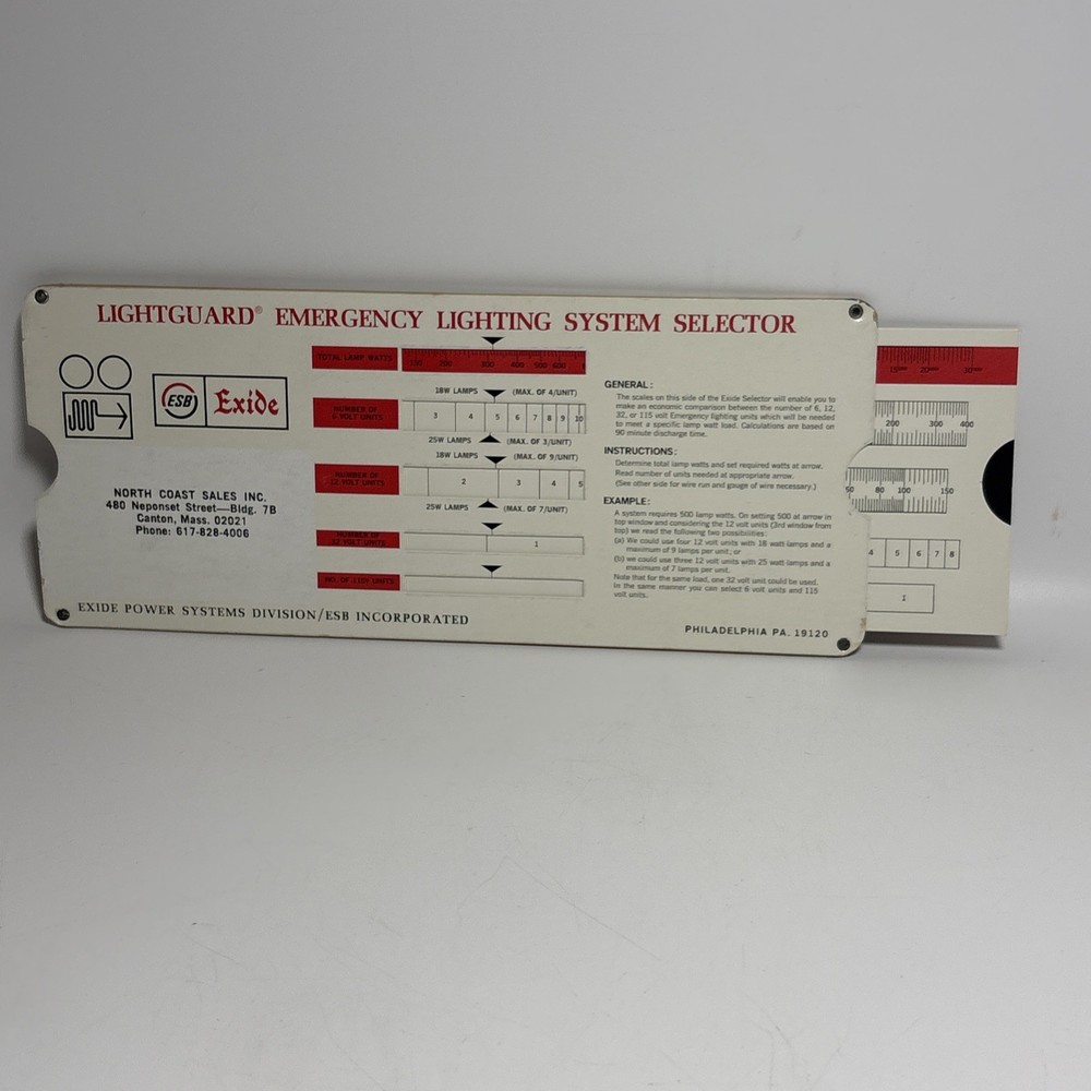 Exide Lightguard Emergency Lighting Selector Wiring Voltage Drop Slide Chart