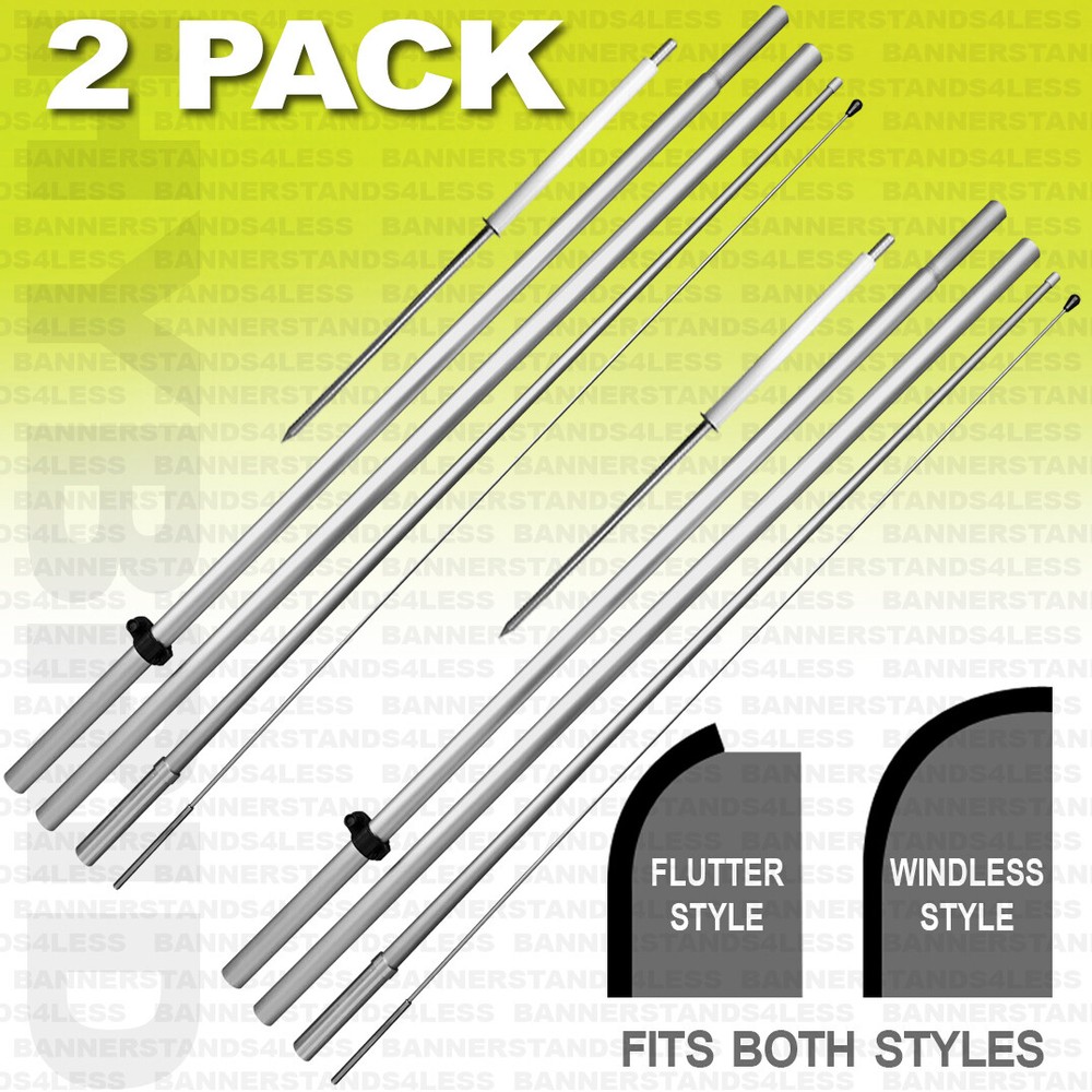 POLE + SPIKE kit for Windless or Flutter Swooper Feather Flag - HYBRID - 2 PACK