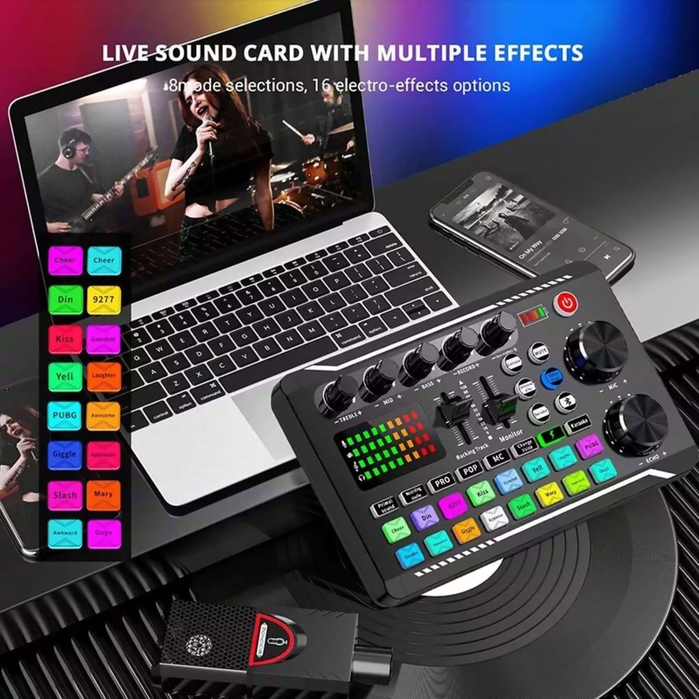 Multi-function Sound Card F998 Audio Processing Equipment Easy to operate