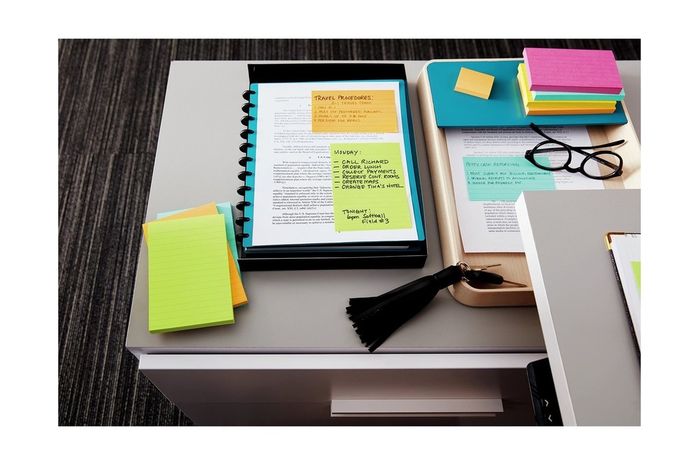 Post-it Notes, 3 in x 5 in, 5 Lined Sticky Notes Pads, 100 Sheets per Pad, Fl...