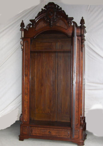 American Victorian Walnut Armoire Wardrobe