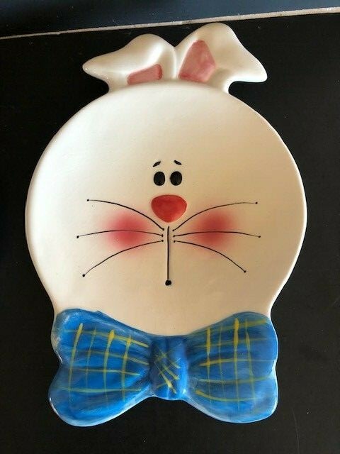 Adorable Ceramic Easter Bunny Plates (Set of 2)