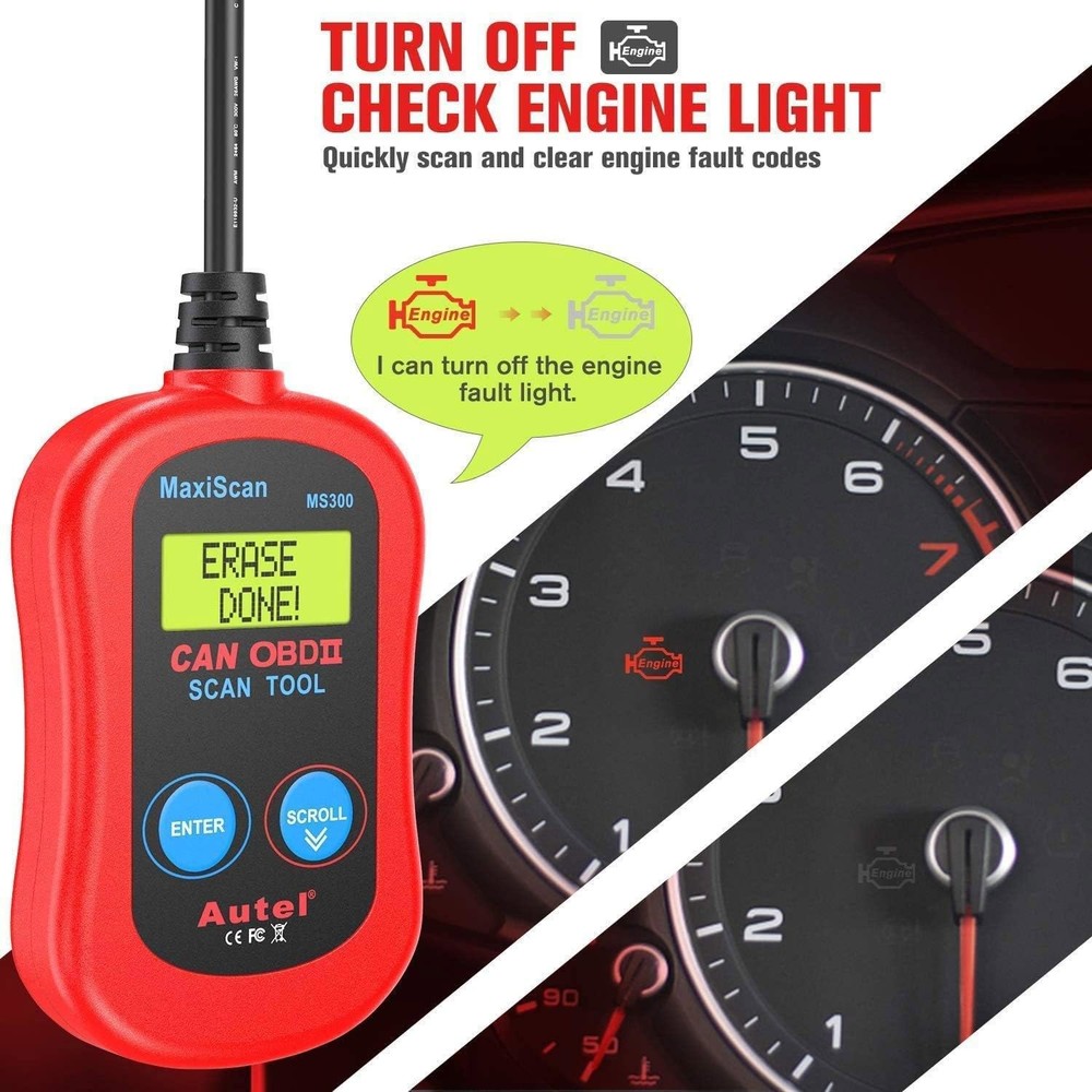Autel MS300 OBD2 Scanner Code Reader Turn Off Check Engine Light Car Diagnostics