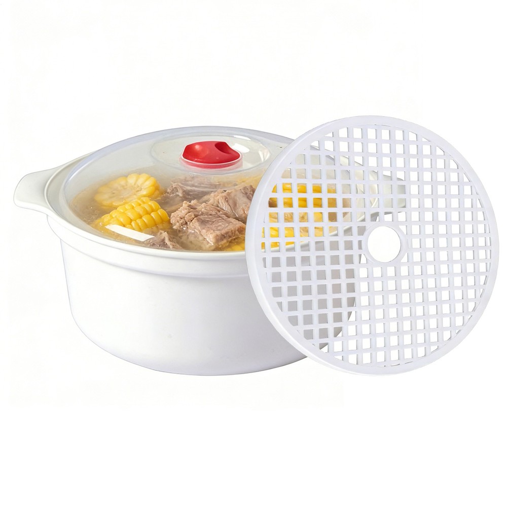 Steamer for Microwave Kitchen Cooking Containers with Lid and security