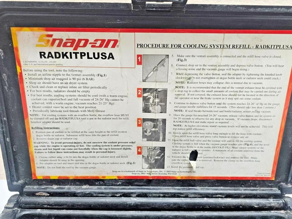 Snap-On RADKITPLUSA Air Cooling System Bleeder Kit
