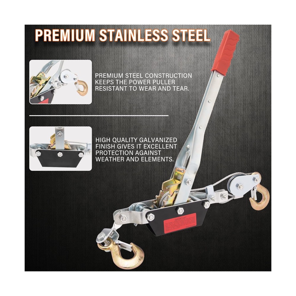 2-Ton Come Along Winch Power Puller, Heavy-Duty Dual Gear Hand Cable Puller T...