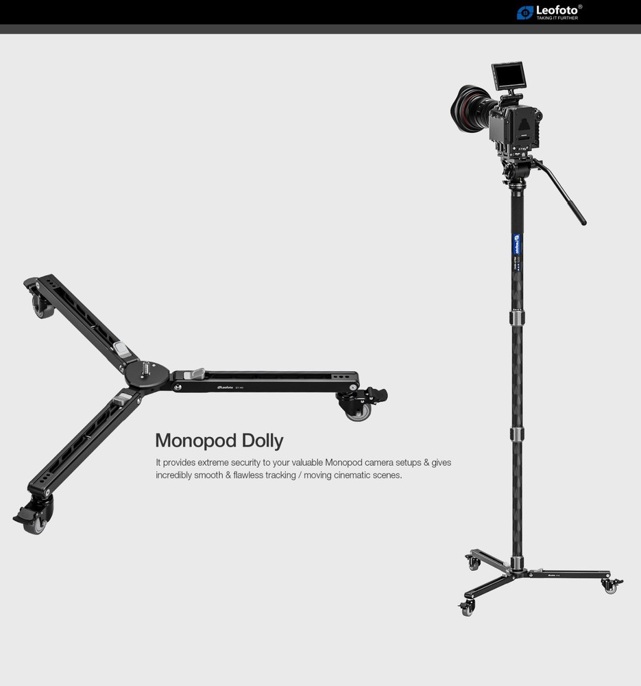 Leofoto DY-40 Monopod Dolly Lockable Wheels & Tripod Conversion Function