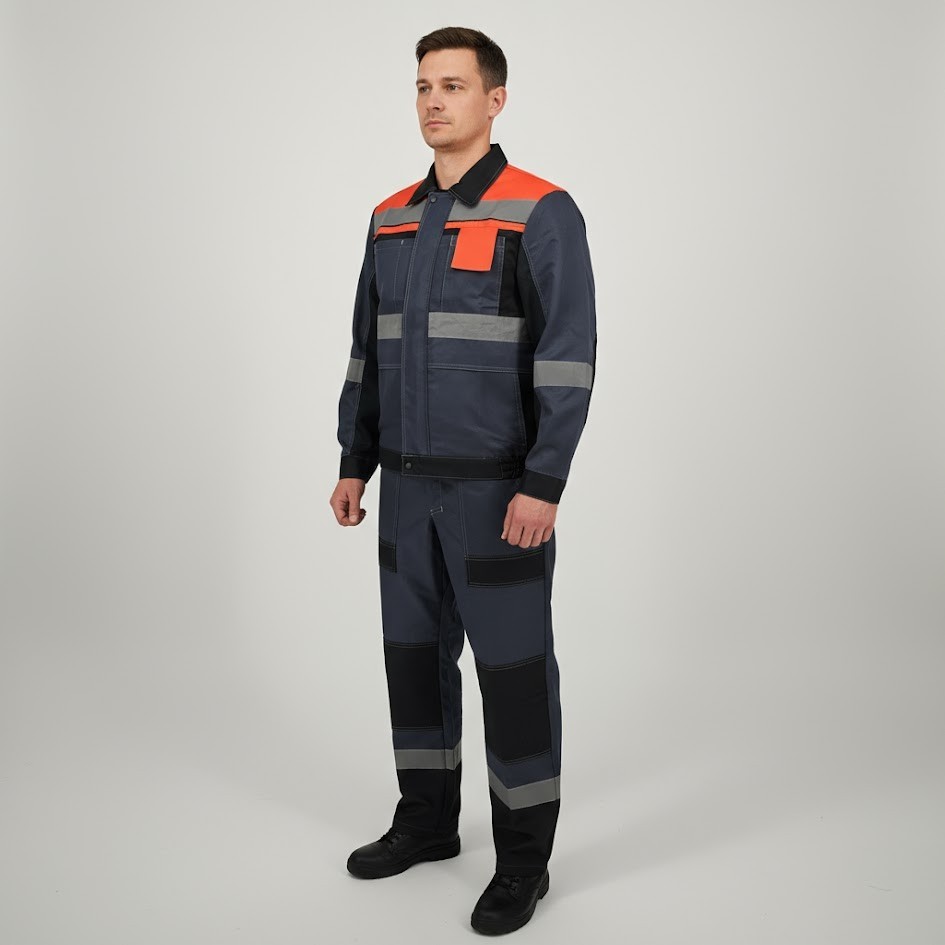 Work Jacket Pants Set Reflective Strip Work Uniform High Visibility Workwear Set