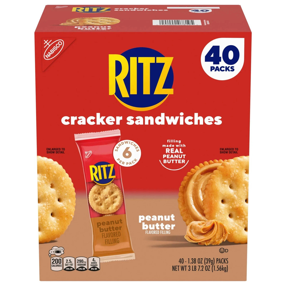 RITZ Cracker Sandwiches, Real Peanut Butter, 40-count