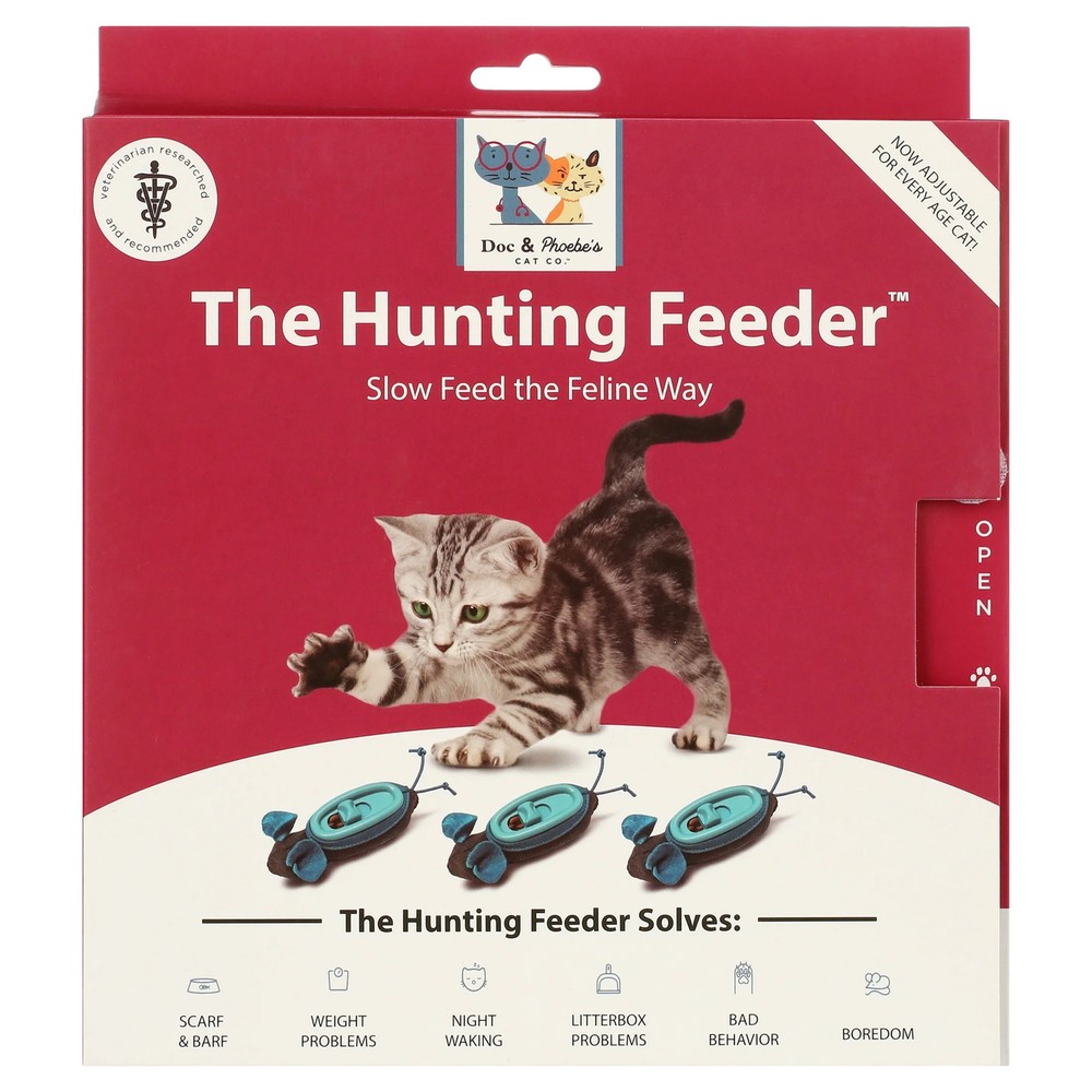 Indoor hunting cat feeder, interactive and durable design