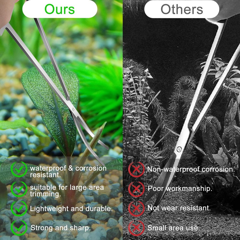 4 Pack Aquascaping Tools Kit Long Aquarium Tweezers Scissors Algae Scraper