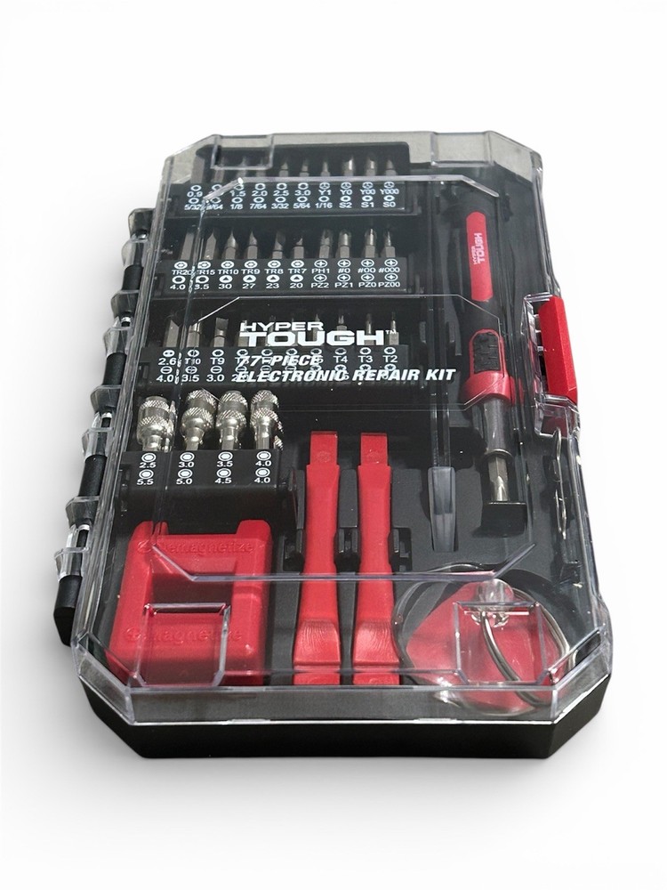 Hyper Tough 77Pc Universal Electronic Repair Kit Tool Set Magnetic Screwdriver