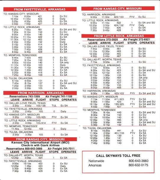 Skyways timetable 1980/01/05