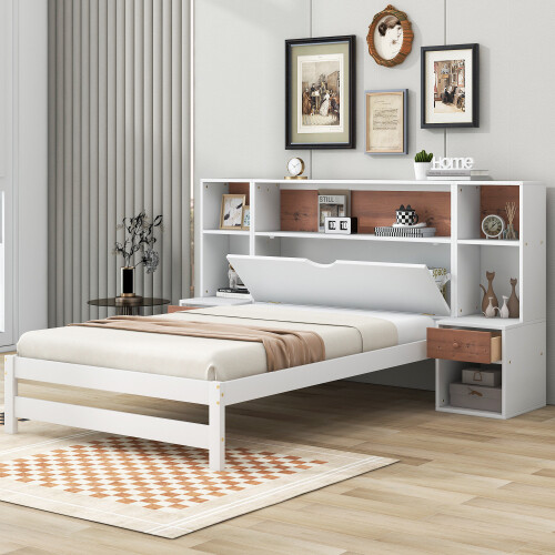 Twin Full Size Platform Bed Frame w/ Storage Headboard & Nightstand Bedroom Sets