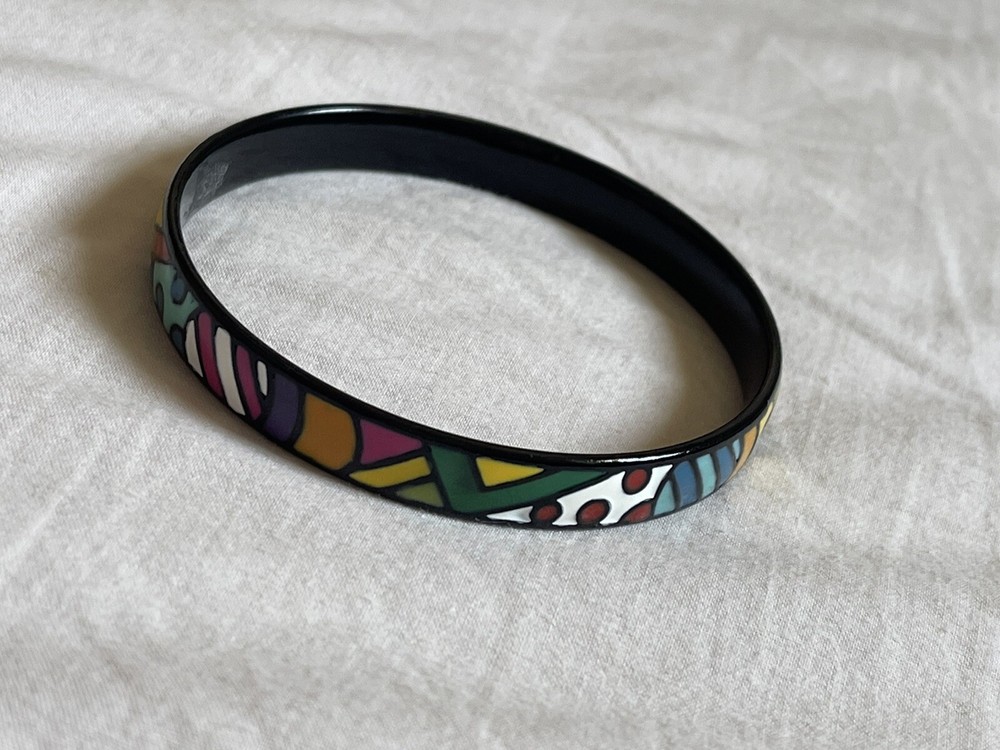 enamel on brass modern art bangle bracelet pop art Design
