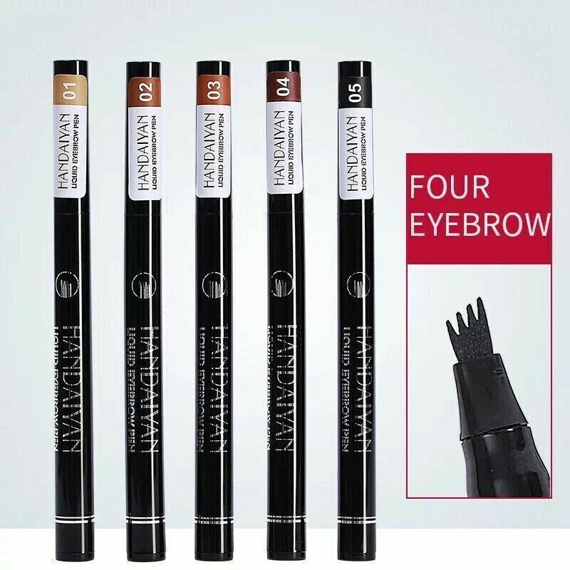2 Pack Long-Lasting Liquid Tattoo Eyebrow Pens: 4 Tips, 3D Fork Microblading Ink
