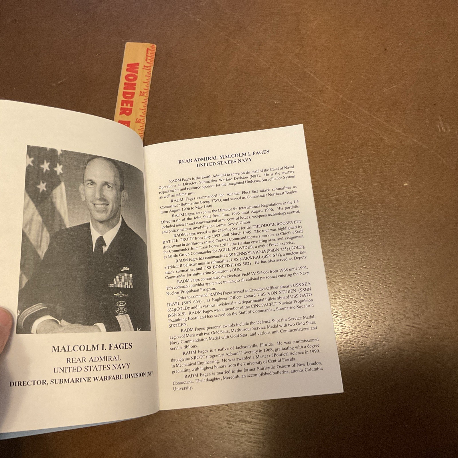 1998 Change of Command Ceremony USS TREPANG SSN 674 Handout Pamphlet Vintage