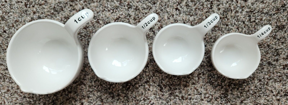 Cat Whiskers, Ears & Tail Ceramic Nesting Measuring Cups 4 pc set