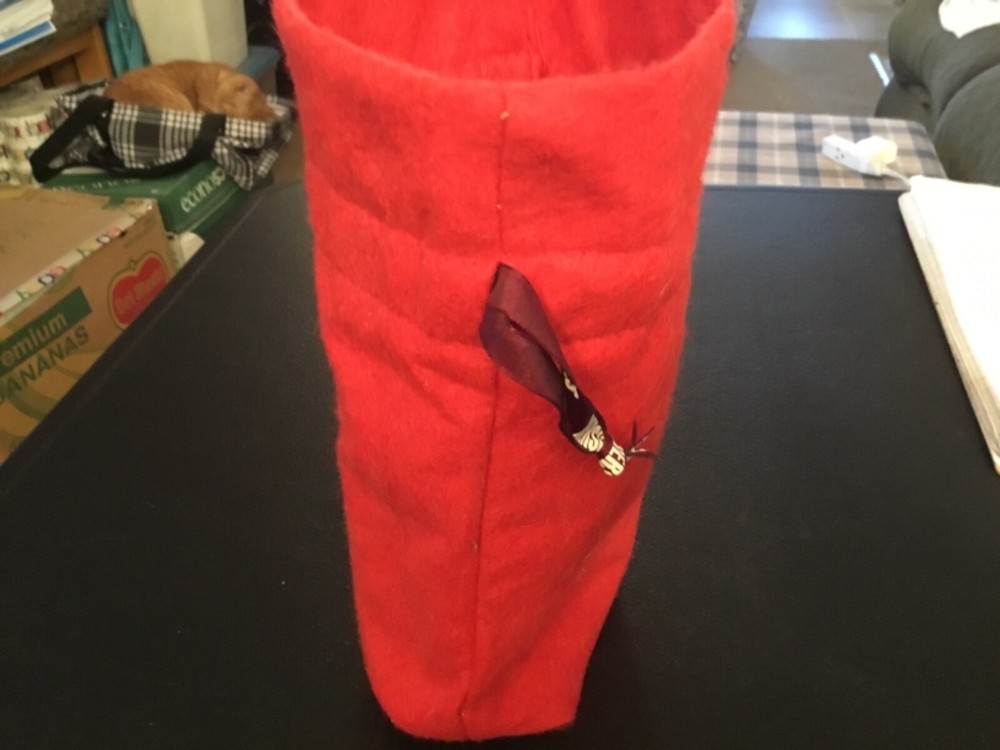 Hershey's Holiday Cloth Draw String Bag with Santa Face on it