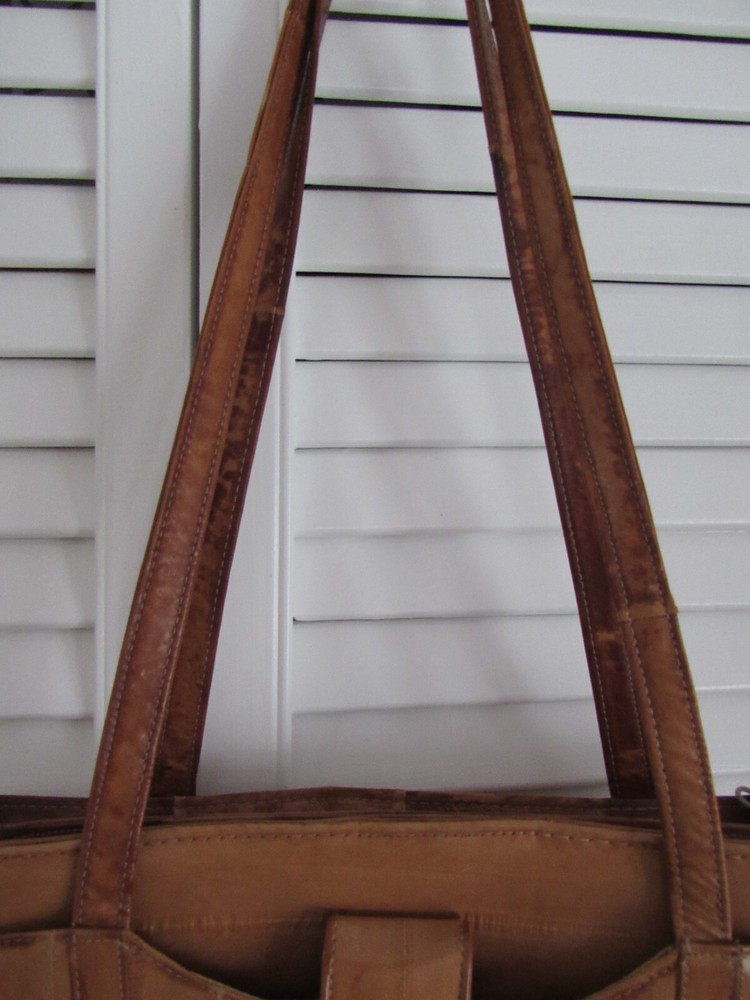 EELSKIN PURSE - TAN - VINTAGE - SHOULDER STRAP - MULTI COMPARTMENT -