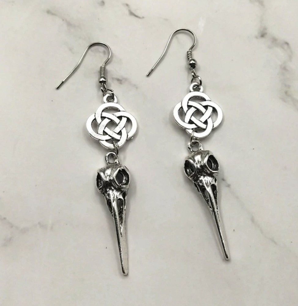 Celtic Knot with Raven Skull Earrings
