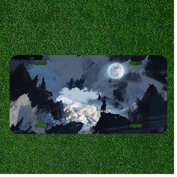Custom Personalized License Plate Auto Tag With Dark Moon Design