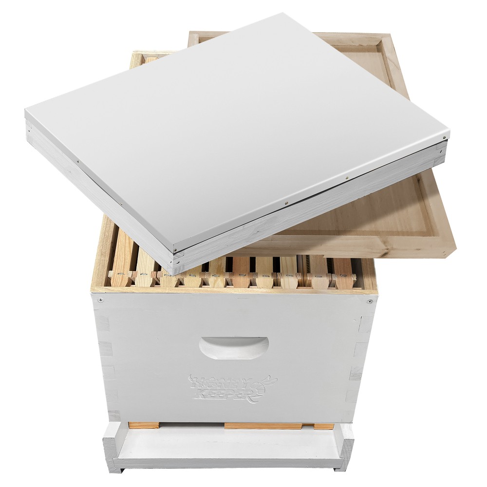 Beehive Starter Set, Painted and Assembled Hive Body Kit with 10 Frames, White