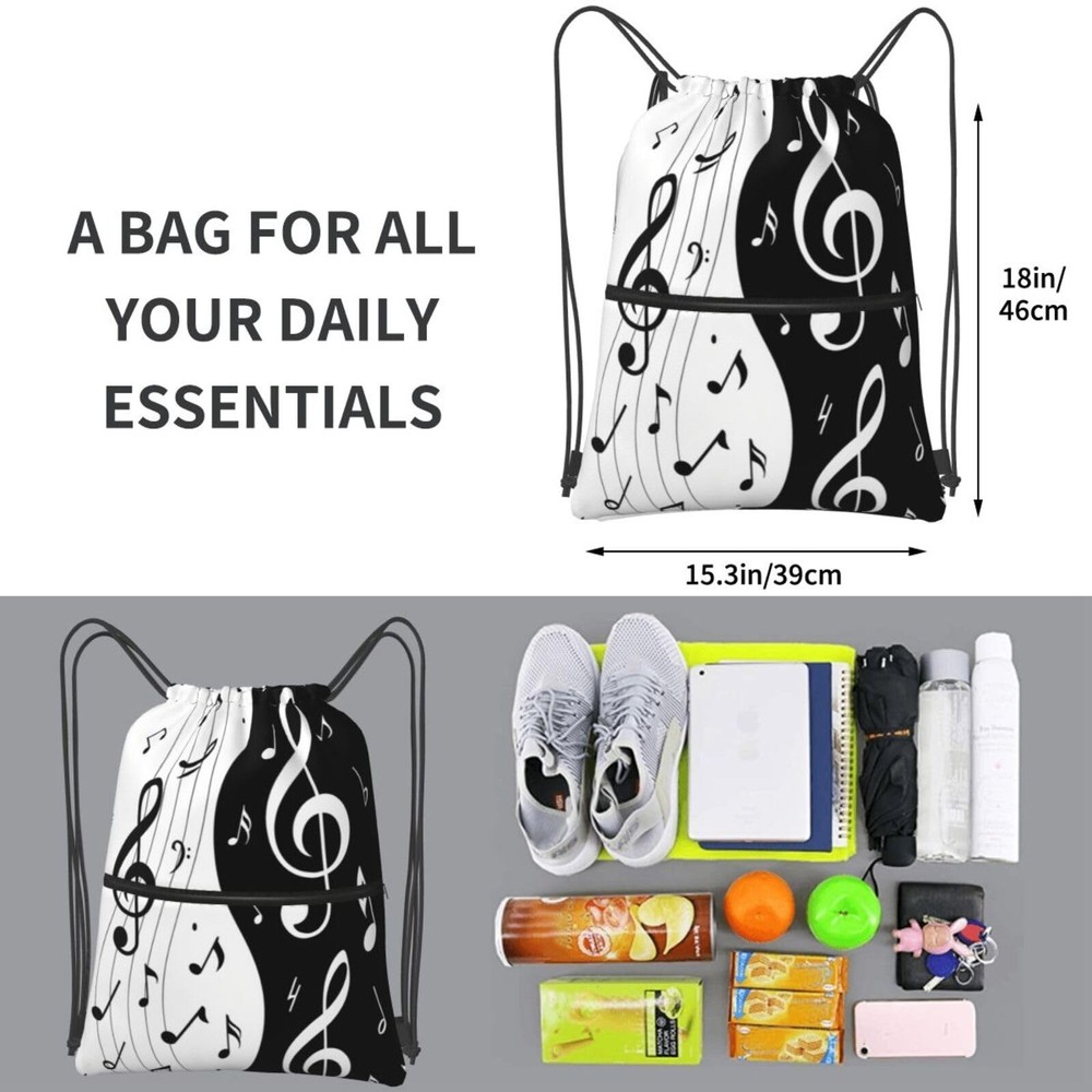Famame Piano Keys Music Note Drawstring Backpack String Bag Sackpack For Gym ...