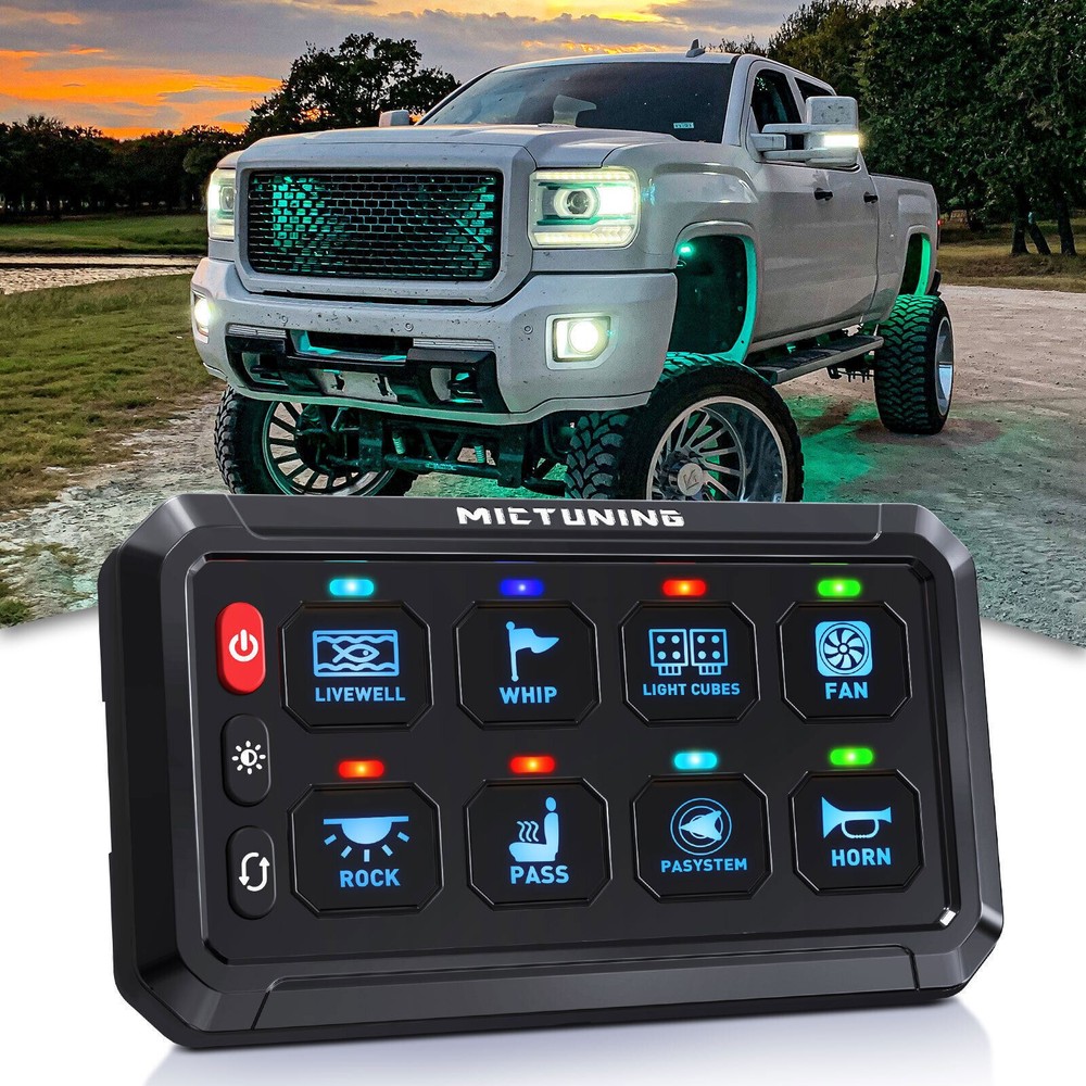 8 Gang Switch Panel Car Marine Boat Power LED Light Bar Touch Button Control Box