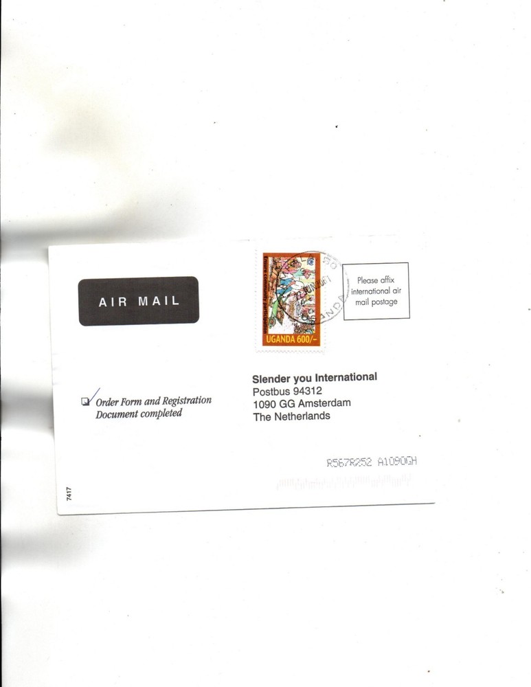 Uganda 2001   to Netherlands Sc#1704