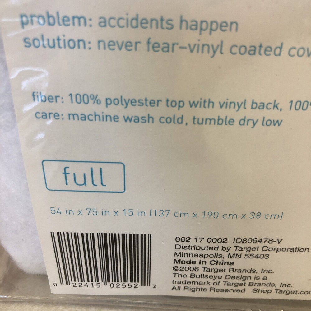 Target-Home Waterproof FULL Mattress Protector Cover - polyester top/vinyl back