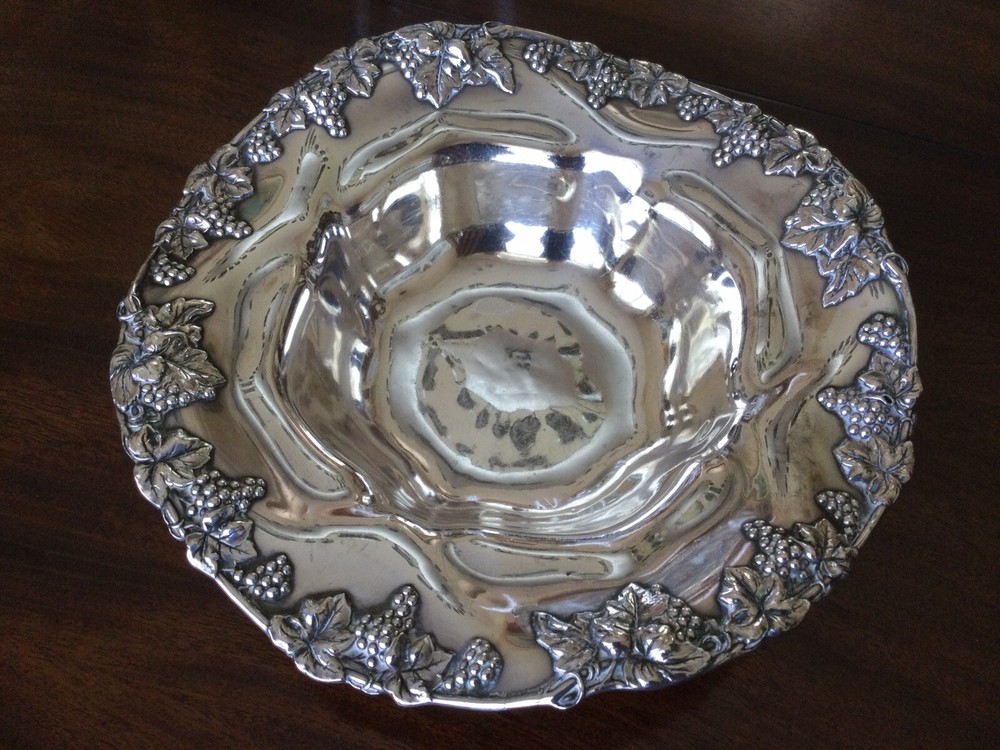 Rare Reed & Barton Antique Sterling Silver Bowl Grapevine Pattern # 700