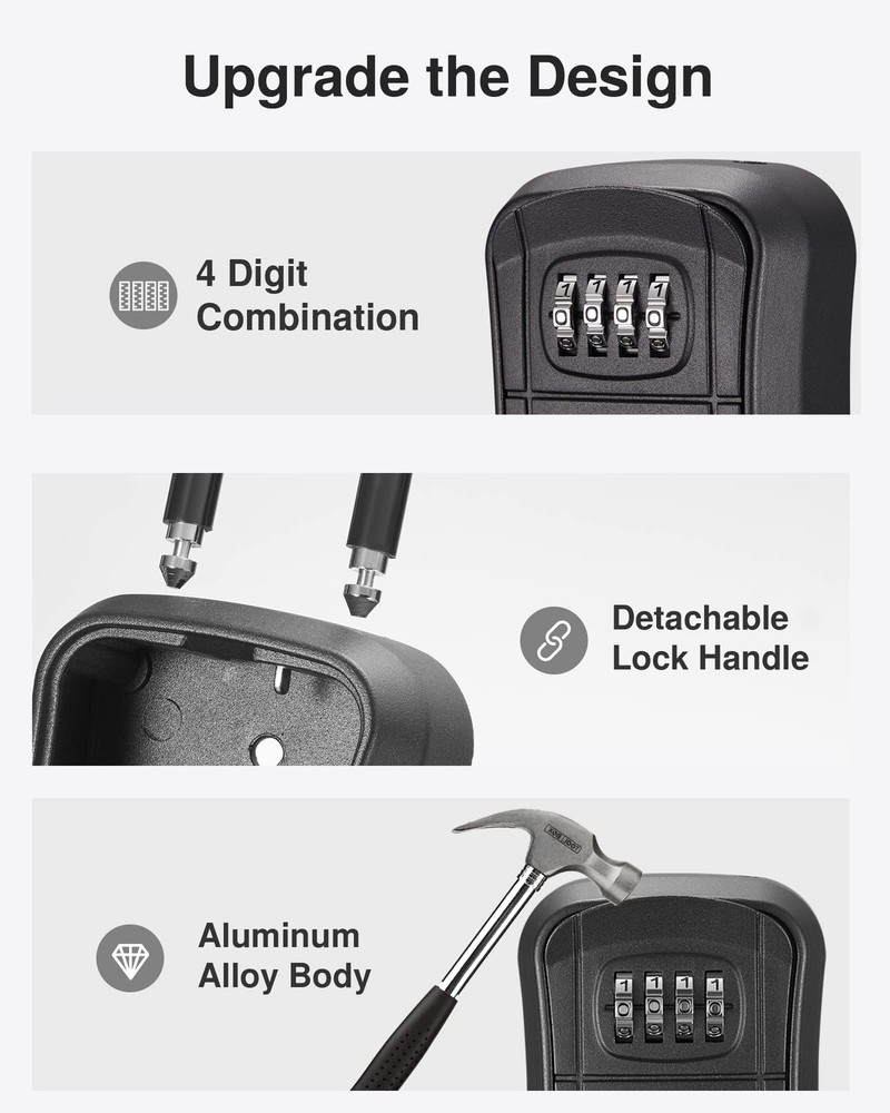 Key Lock Box Portable Combination Wall Mounted Storage Box