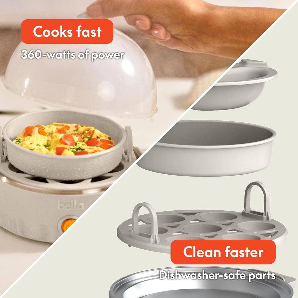 Electric Egg Cooker, 7 Eggs Capacity Tray, Single Stack, for Poached, Scrambled,