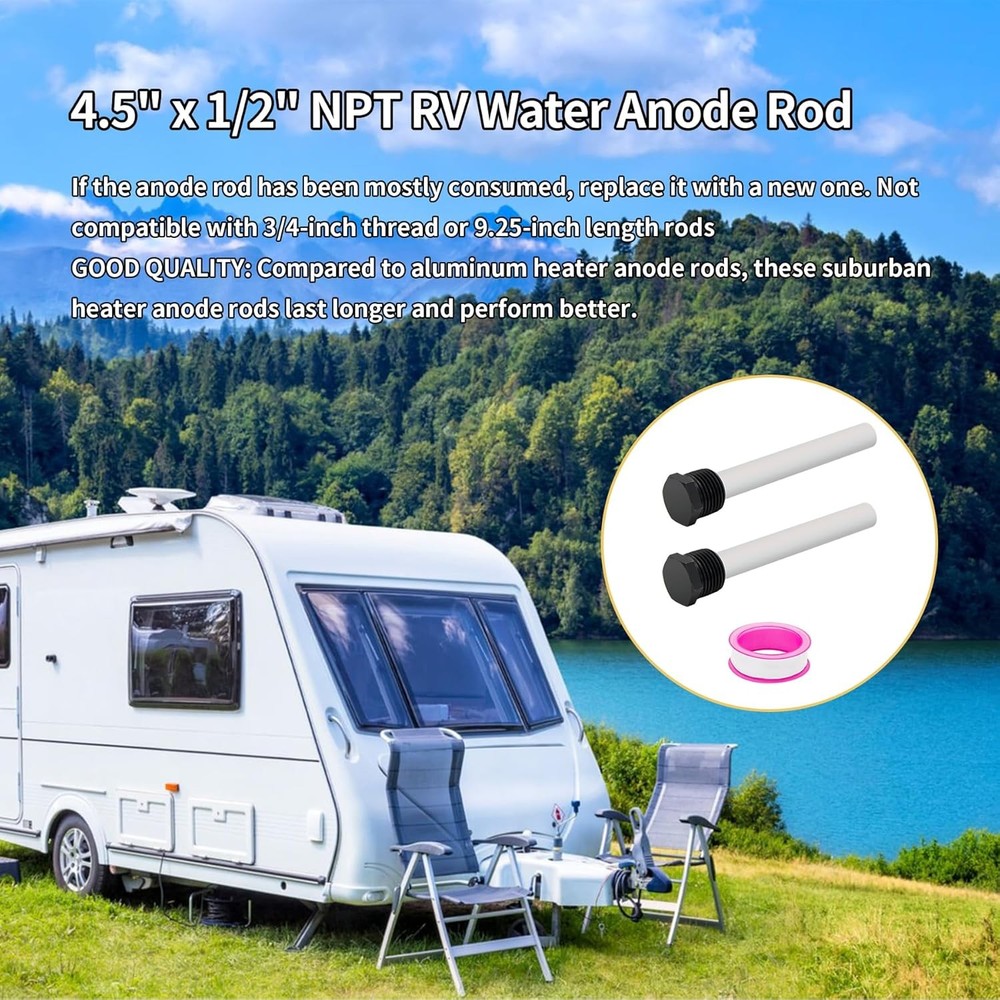 2 Pack RV Water Heater Magnesium Anode Rod Replacement Part...