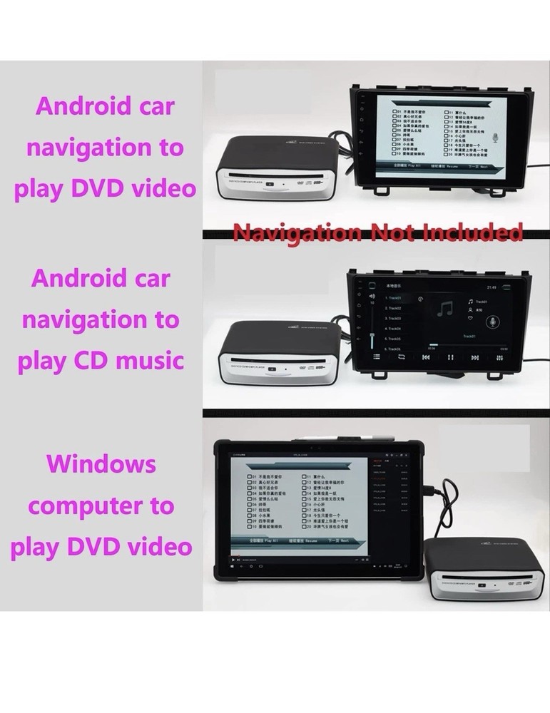 BDYING External Car Universal CD Player Machine, Vehicle blackwhite
